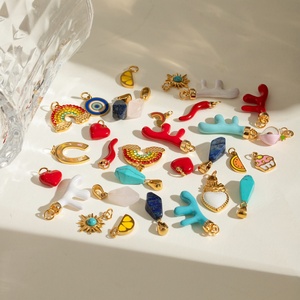 สร้อยคอจี้สแตนเลสสตีล DIY สไตล์ยุโรปอเมริกันสำหรับผู้หญิง ประดับด้วยหินธรรมชาติ ชุบทอง - Product Image 2