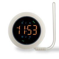 Réveil vibrant LED rond pour chevet, double alarme, lecteur de musique, minuteur de sommeil, sonneries personnalisées, alarme hebdomadaire