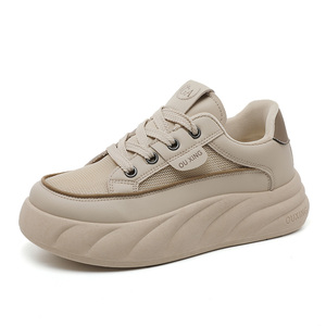 Chaussures compensées à lacets LYKU pour femme – Tendance mode printemps-été-automne, respirantes en maille, rehaussantes pour étudiantes - Product Image 3