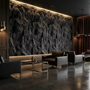 Panneaux muraux 3D en PU imitation <span class=keywords><strong>pierre</strong></span>, imperméables, colorés, pour projets hôteliers, revêtement mural de luxe pour la décoration intérieure des hôtels - Product Image 4