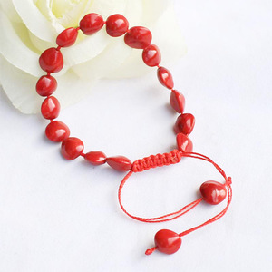 <b>Red</b> Bean <b>Bracelet</b> 18 Beads Heart Shape Ethnic Style Gift Jewelry From Hangzhou - Product Image 3