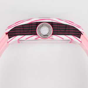 Montre mécanique squelette de style RM haut de gamme pour homme, boîtier dégradé blanc-rose, mouvement visible, bracelet rose, montre-bracelet de luxe sport - Product Image 4