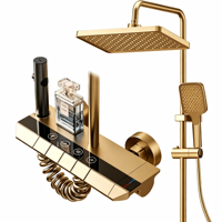 Système de douche mural moderne avec robinetterie, jet de pluie et jet direct pour salle de bain