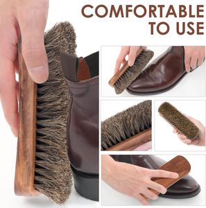 <span class=keywords><strong>Brosse</strong></span> à poils de cheval concave professionnelle Yuansheng pour chaussures et bottes - 100% poils naturels doux, écologique, manche en bois ergonomique - Product Image 6