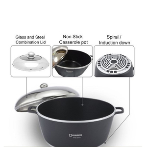 Cazuela grande de aluminio fundido a presión, olla antiadherente grande de 40CM, juego de utensilios de cocina para cocinar, negro y rojo - Product Image 6