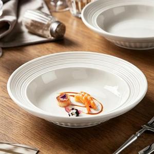 French Simple <b>Ceramic</b> Dinnerware Set Wholesale Pure Color Porcelain Straw Hat <b>Plates</b> and Bowls Set - Product Image 3
