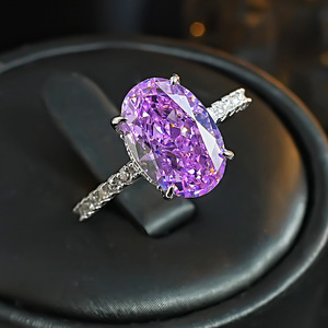 Cắt màu tím <span class=keywords><strong>Lithium</strong></span> rạng rỡ Zircon so sánh với đá hoa lớn hình bầu dục Zircon sang trọng thời trang mở Vòng trang sức bên - Product Image 3