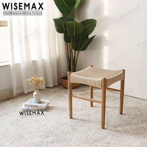 WISEMAX mobili minimalisti <span class=keywords><strong>in</strong></span> stile nordico moderno sgabello quadrato <span class=keywords><strong>in</strong></span> <span class=keywords><strong>legno</strong></span> massello sedia a panchina <span class=keywords><strong>con</strong></span> seduta <span class=keywords><strong>in</strong></span> corda per Bar e Bar uso - Product Image 1