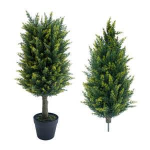 PZ-1-132B ngoài trời trang trí nội thất cao nhựa màu xanh lá cây <span class=keywords><strong>Cypress</strong></span> lá có thể tháo rời nhà máy trong nồi topiary nhân tạo tùy chỉnh kích thước chậu cây - Product Image 1