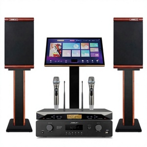 SHILE HF-6 AV-24 SH-11 <strong>Professional</strong> Home Theater KTV Audio Set Bookshelf <strong>Speaker</strong> with Wireless Microphone Support Display Screen - Product Image 1