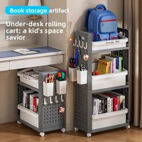 Meuble de rangement scolaire moderne en plastique, multi-niveaux, mobile, petit chariot, pour dortoir étudiant, armoire de rangement pour livres, facile à nettoyer