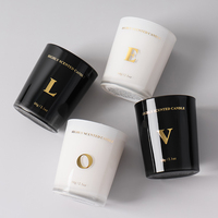 Coffret Cadeau de Bougies Parfumées d'Aromathérapie de Luxe avec Parfum Ambre Allure, Ensemble de 4 Chandelles en Verre Noir dans une Boîte avec Sac Cadeau