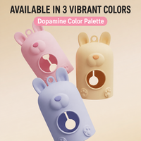 Distributeur de sacs à déjections canines en silicone avec oreilles de lapin mignonnes et mousqueton pour la promenade des chiens en extérieur
