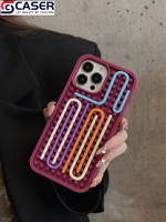 Coque de téléphone anti-chute en silicone à motif labyrinthe créatif DIY, avec bandes colorées, pour iPhone 18, 17 Pro Max, 16/15/14/13
