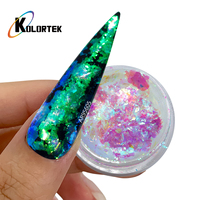 Kolortek Pigment Multicolore Effet Caméléon Aurore Qualité Cosmétique pour Ongles, Pigment Changeant de Couleur pour Nail Art en Gel