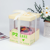 Boîte à gâteau en papier pour anniversaire, mariage, fête, logo personnalisé OEM, fenêtre en PET, qualité alimentaire, avec poignée pour l'emballage des cupcakes