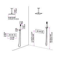Ensemble de douche thermostatique mural en laiton noir, solution complète moderne pour salle de bain - Grande Vente