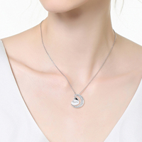 Mylove Pendentif Maman 2025 Bijoux faits à la main Collier Coeur Argent Sterling 925 Pendentif Maman Coeur Zircon Lune