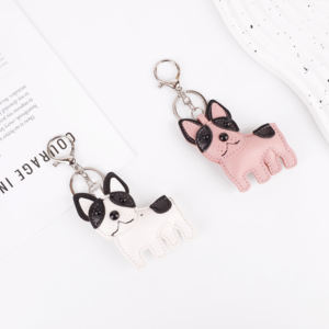 Llavero de Cuero PU Ecológico, Duradero y de Alta Calidad, Impreso en Tipografía, con Mosquetón, Lindo Bulldog Francés y <span class=keywords><strong>Border</strong></span> <span class=keywords><strong>Collie</strong></span> - Product Image 1