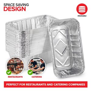 StockYourHome Aluminum Foil Pan 6x3.5x2 Inch 50 Pack Disposable Rectangular Baking Tray For Picnic Outdoor Cooking - Product Image 3