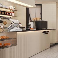 Ensemble de comptoirs de café en bois sur mesure, vitrine, mobilier et design intérieur pour bar, restaurant, pâtisserie, salon de thé