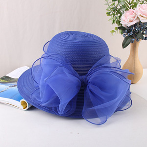 Sombrero tocado de verano para mujer al por mayor, gorro de fieltro de flores para mujer con ala ancha Derby para boda, novia, pesca - Product Image 4