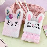 Cuaderno de Felpa para Niña, Cuaderno de Gato Conejo Zorro, Colgante Kawaii, Cuaderno de Gatos Peludos, Planificador Diario, Libro, Bloc de Notas, Papelería