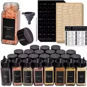 Phổ Biến 24-Mảnh Hình Chữ Nhật Sáng Tạo Trong Suốt Nguồn Cung Cấp Nhà Bếp Vuông Thủy Tinh Gia Vị <span class=keywords><strong>Jar</strong></span> Vibrator Với Nhãn - Product Image 5