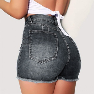 Jean moulant haute élasticité pour femme, short en coton déchiré à boutons, offre spéciale été <span class=keywords><strong>2022</strong></span> - Product Image 5