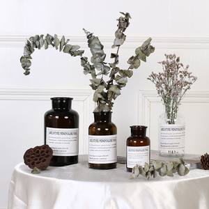 แจกันแก้วทำมือสไตล์โบราณสำหรับจัดแสดงของตกแต่งในห้องนั่งเล่นหรือสำนักงานขวดแก้วสีอำพันที่สวยงาม - Product Image 2