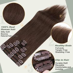 Extensiones <span class=keywords><strong>de</strong></span> Cabello Humano con Clip a Precio Mayorista, Extensiones <span class=keywords><strong>de</strong></span> Cabello Liso Sedoso Virgen Remy con Clip, Paquetes <span class=keywords><strong>de</strong></span> Cabello Humano - Product Image 4