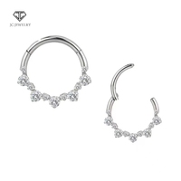 En gros, Piercings de nez et Septum Clicker unisexe tendance, étanches, en acier titane plaqué argent, avec zircon chirurgical, pour le corps et les mariages