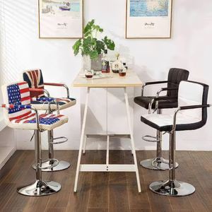 Tabourets <span class=keywords><strong>de</strong></span> <span class=keywords><strong>bar</strong></span> <span class=keywords><strong>de</strong></span> cuisine réglables pivotants rembourrés à levage hydraulique nordique bon marché <span class=keywords><strong>avec</strong></span> accoudoirs - Product Image 1