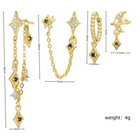 Ensemble de 4 boucles d'oreilles en argent S925 avec zircone colorée, plaqué or 18 carats, zircone bleu encre, boucles d'oreilles pendantes de haute qualité