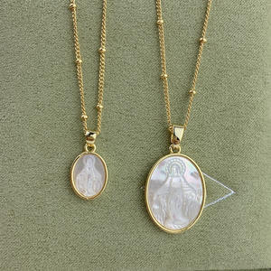 Yüksek kalite doğal deniz kabuğu Nacre kolye Dainty dini bakire Mary takı kolye - Product Image 1