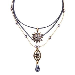 Mode Cuir Chaîne Bijoux En Pierre Pendentif En Forme De Larme Collier de Tour De Cou En Pierre Pour Les Femmes - Product Image 1