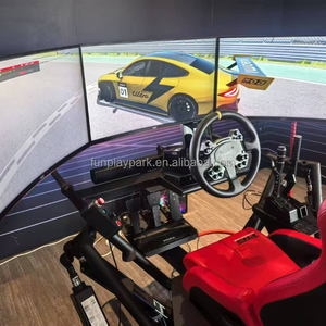 Moto dinamico Drive 9D VR simulatore di auto da corsa per interni Arcade attrezzature di guida con 6 DOF cilindro e 3 schermi per la vendita - Product Image 1