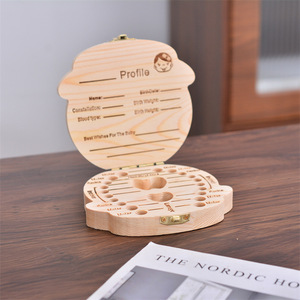 Caja de almacenamiento de dientes de bebé de madera grabada para niños y niñas, recuerdos, 12,5x12,5x3cm - Product Image 2