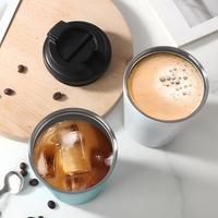 Gobelet isotherme en acier inoxydable de 350 ml/12 oz, à double paroi, anti-fuite, avec couvercle à paille rabattable, tasse de voyage à emporter