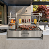 Barbecue Santa Maria en acier inoxydable avec foyer à charbon, barbecue commercial argentin pour la cuisson en extérieur sur patio et dans le jardin