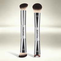 Pinceaux de maquillage professionnels MAANGE personnalisés OEM&ODM, 2 pièces, double embout, pour contouring, fond de teint, poudre libre et anticernes