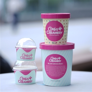 Gobelets jetables écologiques personnalisés pour crème glacée avec couvercles, gobelets à yaourt avec cuillère - Product Image 1