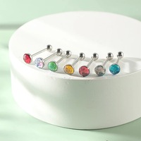 Piercing de langue en acier inoxydable avec zircon scintillant effet écailles de poisson, bijou polyvalent pour boîtes de nuit, style sirène sexy