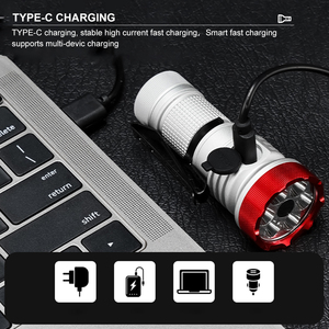 Mini lampe torche LED rechargeable pour le camping et l'EDC, 7 LED, étanche, tactique, avec aimant, corps en alliage d'aluminium - Product Image 3