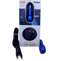 Chargeur de voiture double USB3.1A Câble trois-en-un pour téléphone portable et données avec allume-cigare 12-24V Chargeur de téléphone pratique