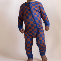 Combinaison en jersey de bambou avec fermeture éclair bidirectionnelle personnalisée, écologique, unisexe, pour bébé, imprimée