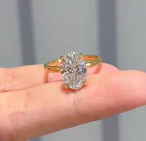 Xinfly 18K Solid Real Gold Trendy DE VS1 3CT <b>Solitaire</b> IGI Lab Grown Diamond Oval Cut <b>Ring</b> for Wedding Engagement - Product Image 3