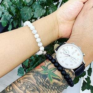 <span class=keywords><strong>Bracelets</strong></span> et breloques en pierre volcanique naturelle, bracelet magnétique pour <span class=keywords><strong>couple</strong></span>, pour lui et pour elle - Product Image 2