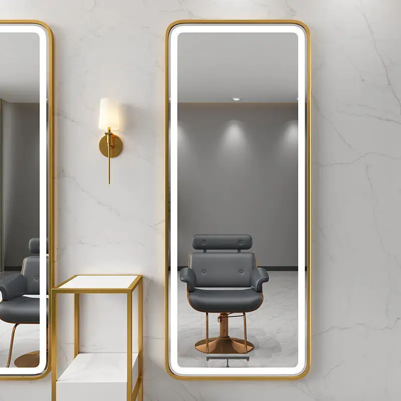 Estações de Estilo de Salão de Cabeleireiro Espelho Espelho de Salão com Luz LED com Luzes Diferentes para Barbeiro