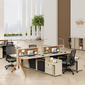 Postazione di Lavoro Modulare Moderna per 4 Persone con Schermi Privacy, Armadietti e Sedie Ergonomiche per Uffici <span class=keywords><strong>Open</strong></span> Space - Product Image 1